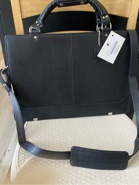 Ashlin Briefcase Leather Black Slim Winshester Business NEW